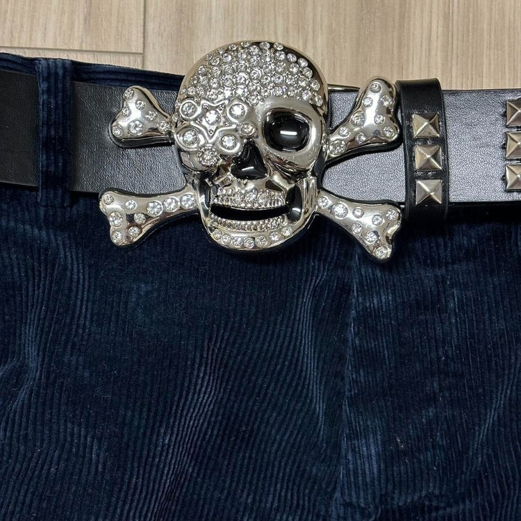 0419 - Shining Studded Skull Buckle Belt - Image 4