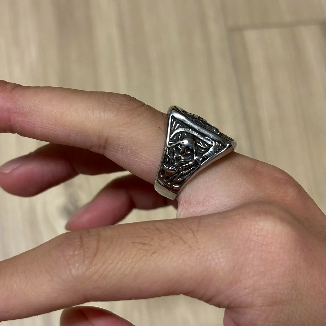 0488 - Grim Reaper Skull Signet Ring - Image 5