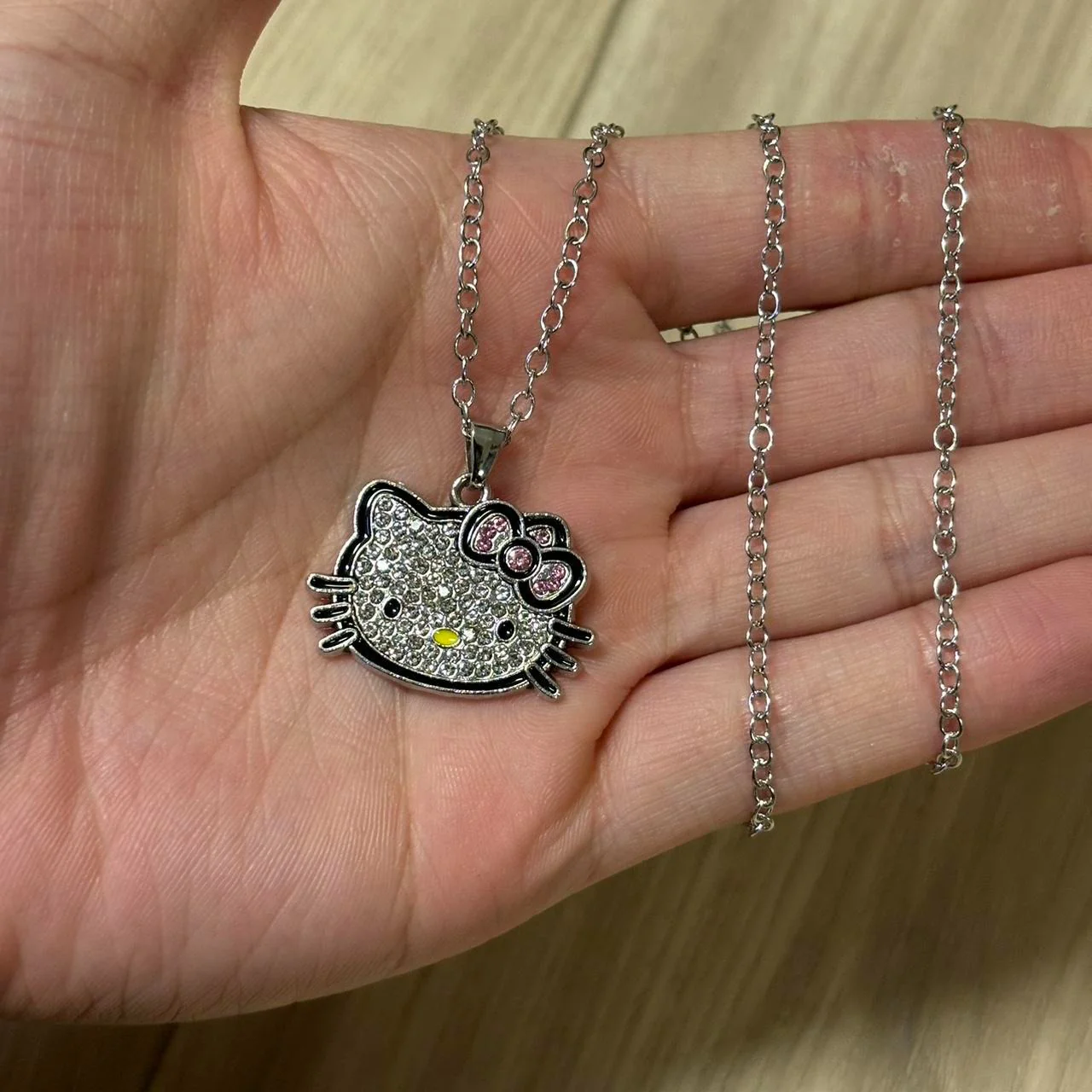 0502 - Y2K Rhinestone Hello Kitty Necklace - Image 4
