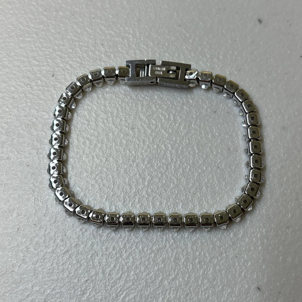 0607 - Stainless Oval Cut Tennis Bracelet - Image 2