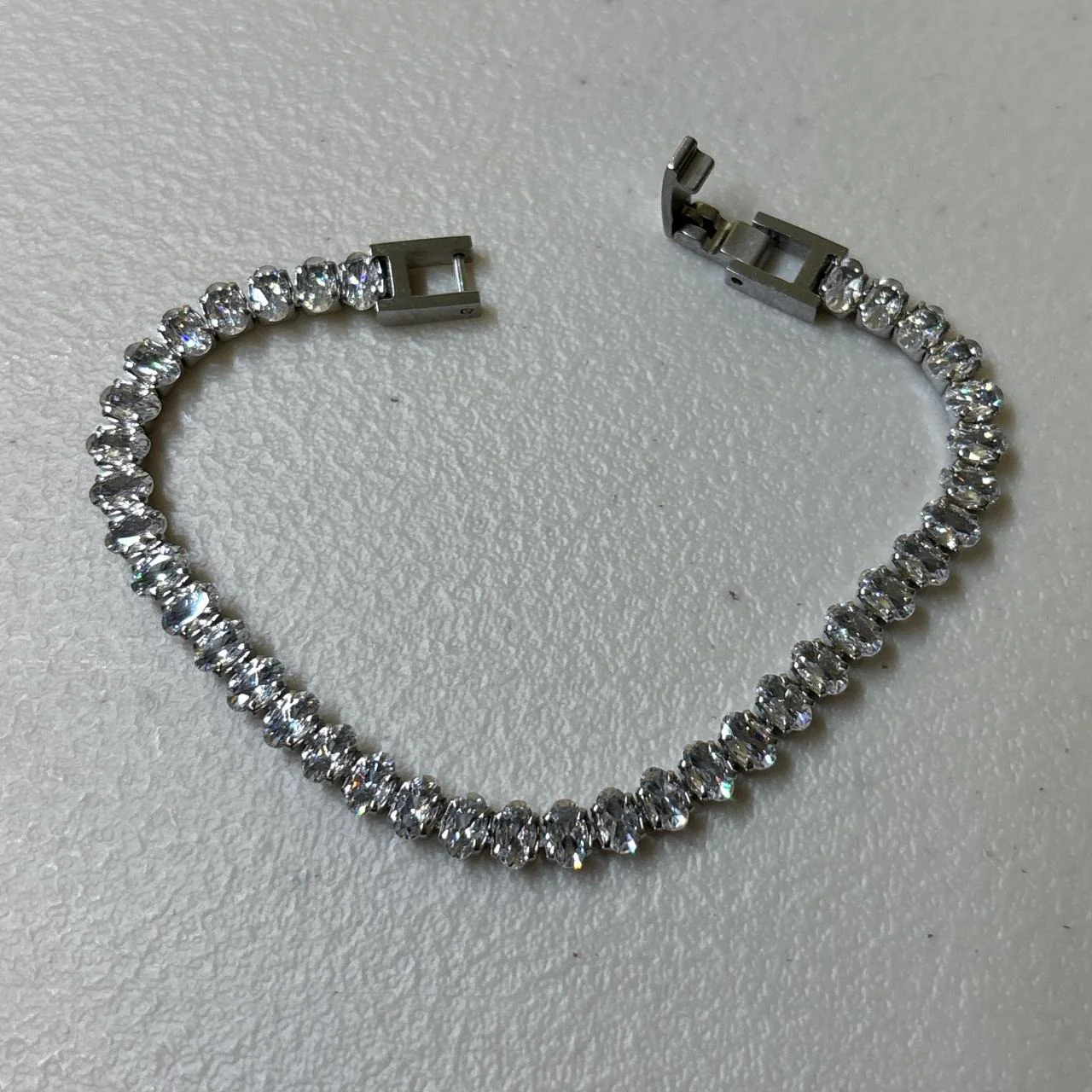 0607 - Stainless Oval Cut Tennis Bracelet - Image 4