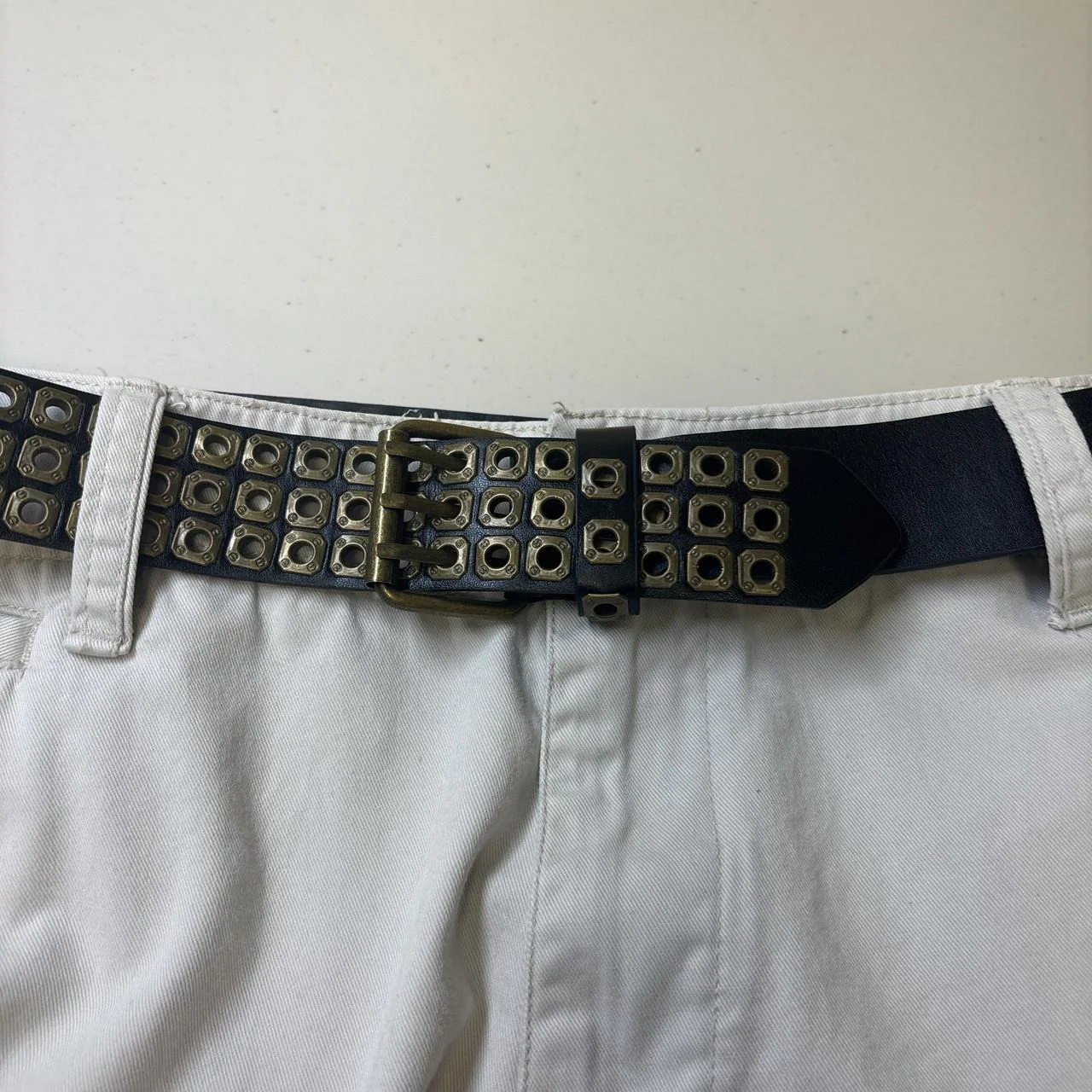 0619 - Rustic Triple Grommet Steampunk Belt - Image 5