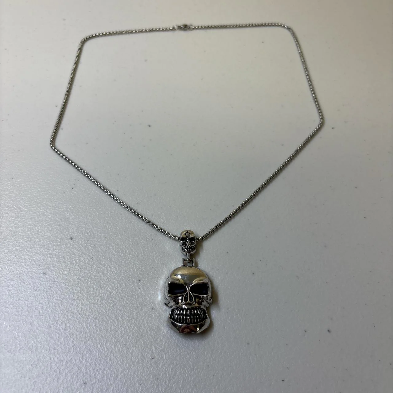 0622 - Silver Skull Pendant Necklace - Image 2