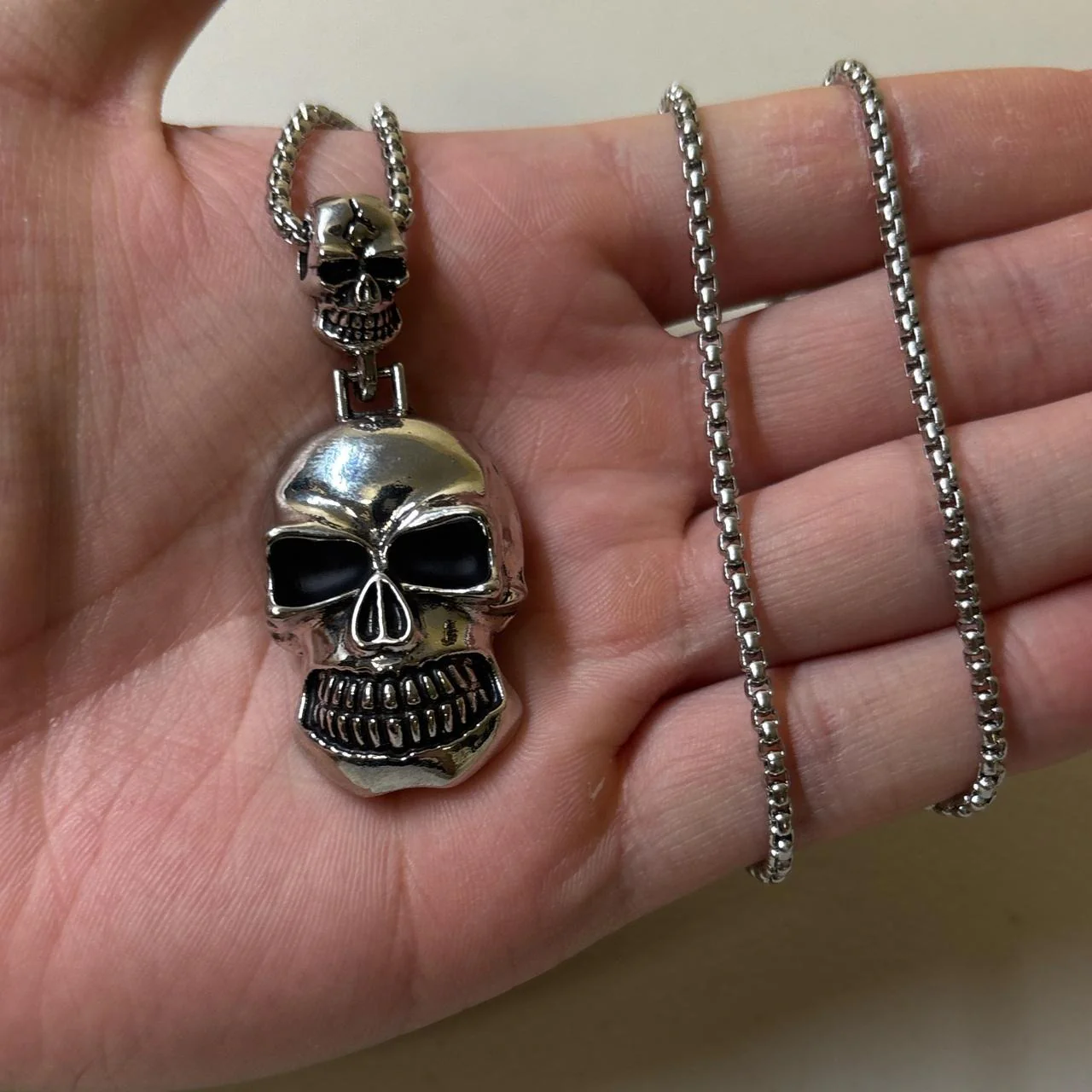 0622 - Silver Skull Pendant Necklace - Image 5