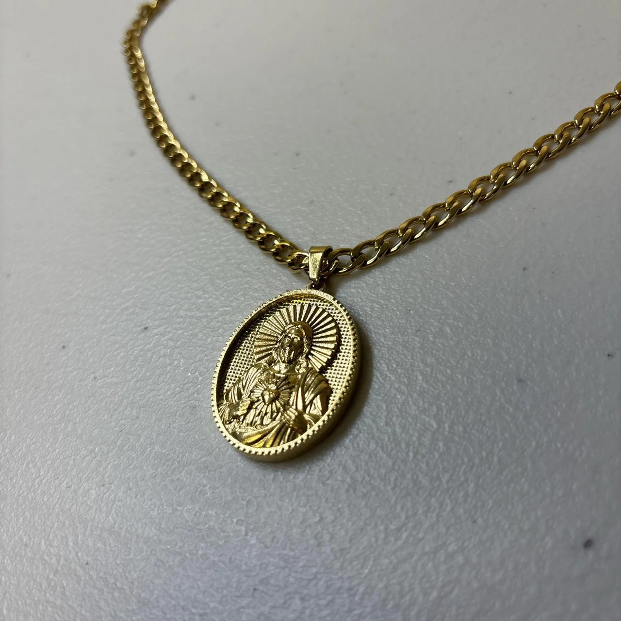0623 - Gold Jesus Pendant Cuban Chain - Image 3