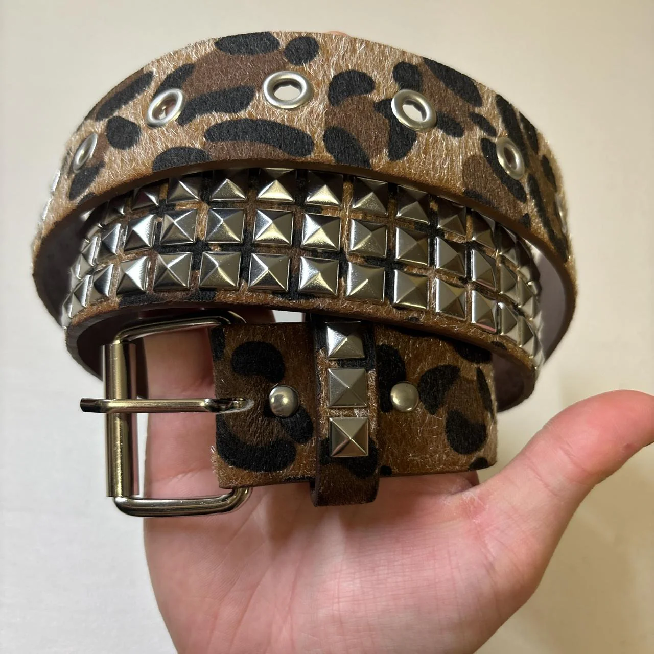 0640 - Brown Cheetah Studded Belt - Image 5