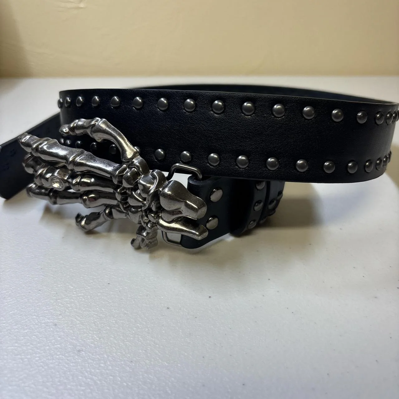 0695 - Skeleton Hand Buckle Studded Belt - Image 2