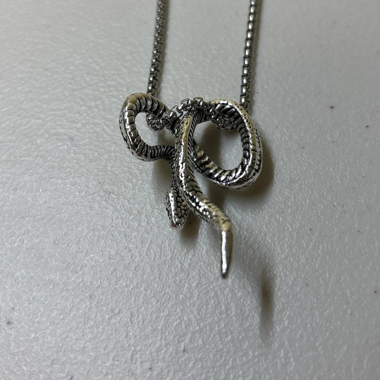 0710 - Silver Snake Serpent Necklace - Image 4