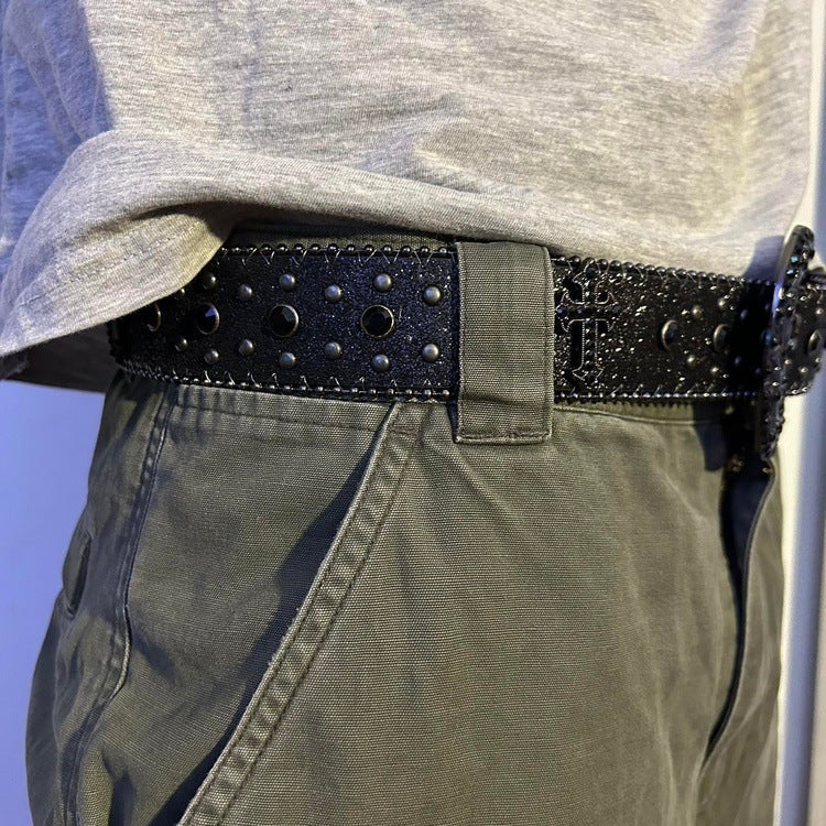 0045 - Y2K Cross Rhinestone Belt (black) - Image 3