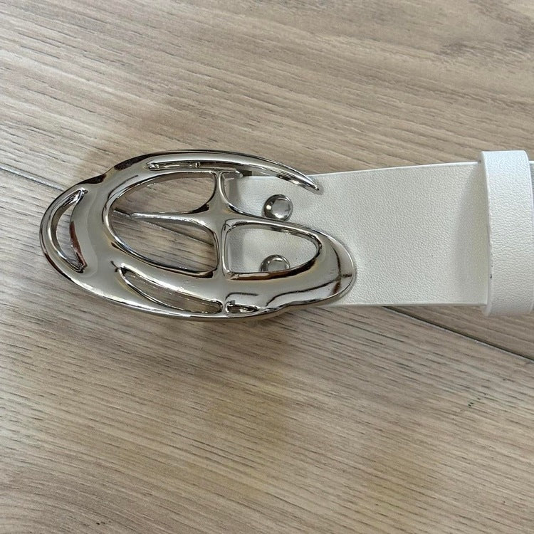 0064 - Star Moon Buckle Belt (White) - Image 2