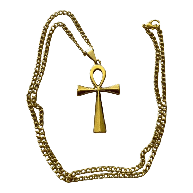 0237 - Golden Ankh Cross Chain