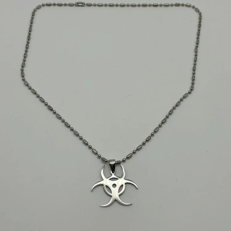0255 - Silver Biohazard Necklace - Image 2