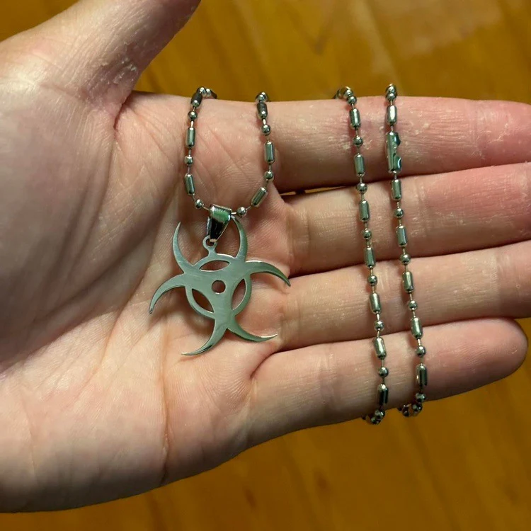 0255 - Silver Biohazard Necklace - Image 3
