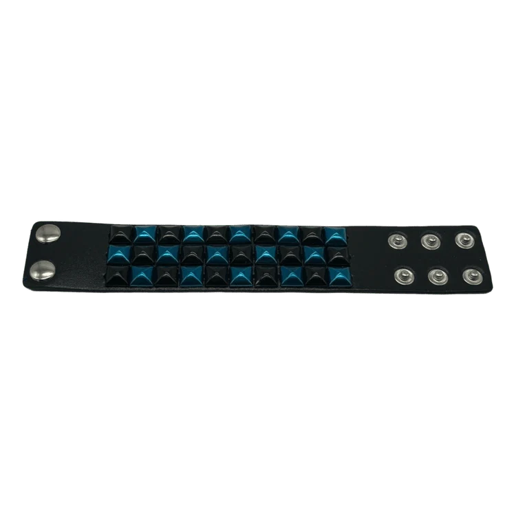 Pyramid Studded Bracelet (Black/Blue)