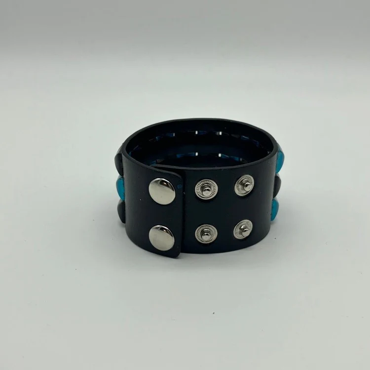 Pyramid Studded Bracelet (Black/Blue) - Image 3