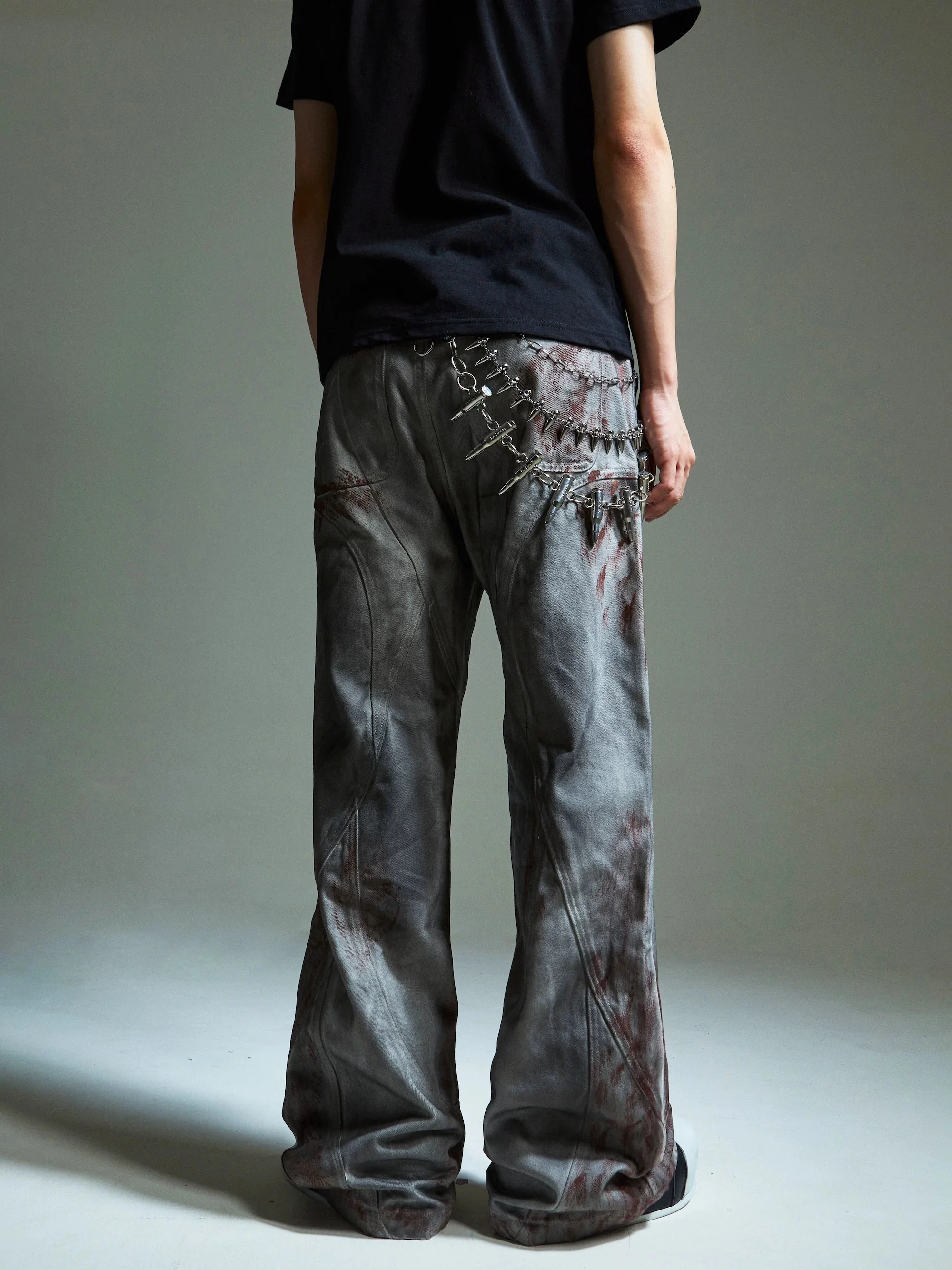 Bloodstain Distressed Baggy Jeans - Image 3