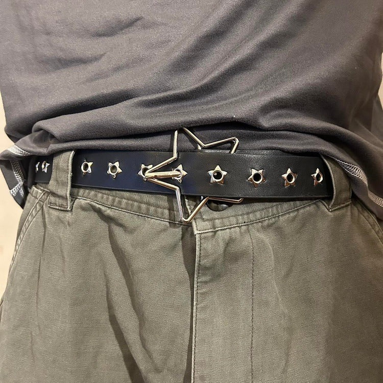 0063 - Star Buckle Grommet Belt (black) - Image 3