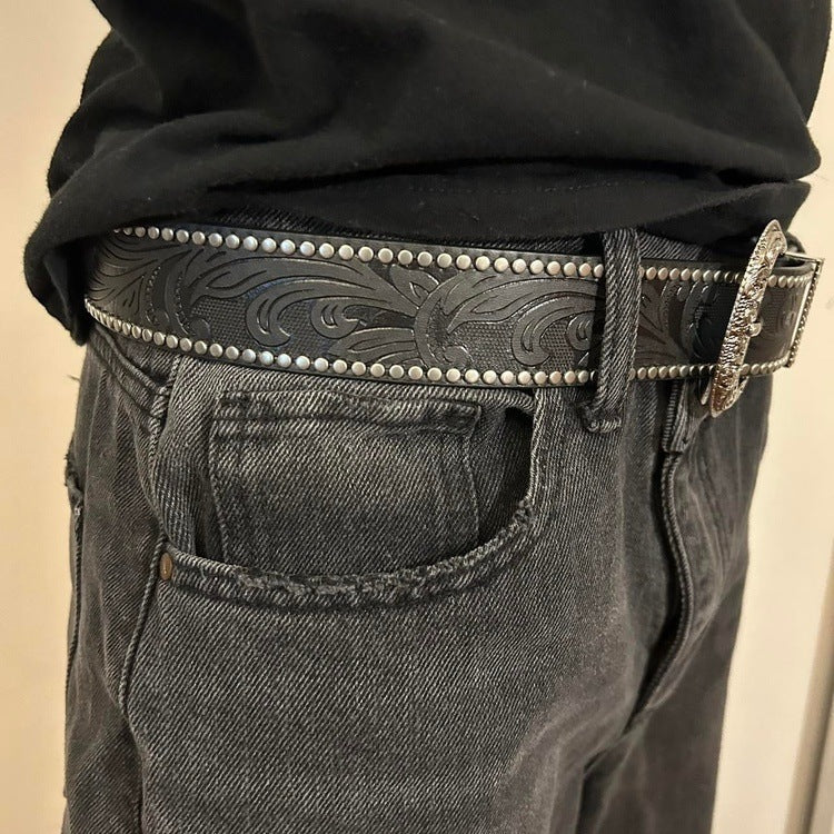 0022 - Y2K Buckle Studded Belt (black) - Image 3