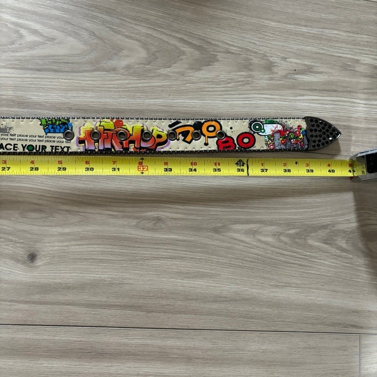 0003 - Rhinestone Buckle Graffiti Belt - Image 4