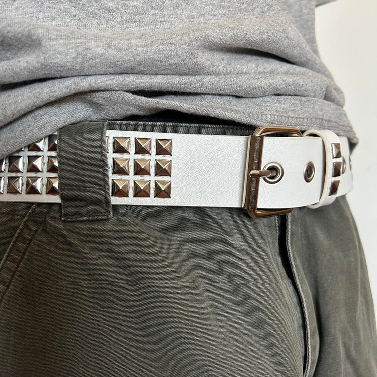 0032 - Pyramid Studded Belt (white) - Image 3