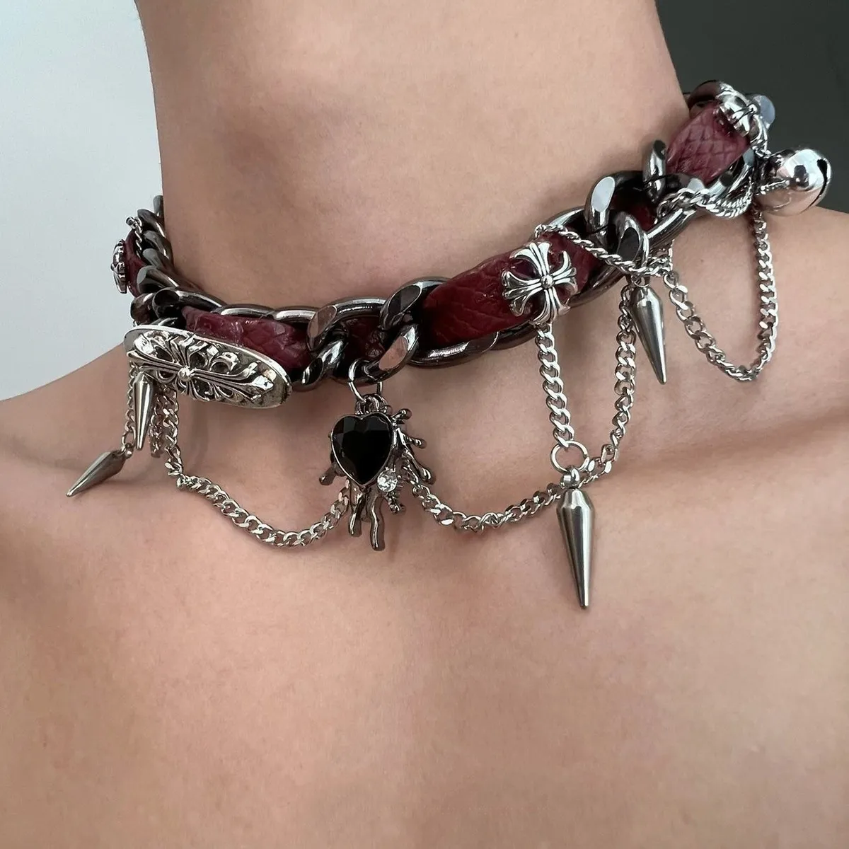 Phantom Layered Leather Choker - Image 4
