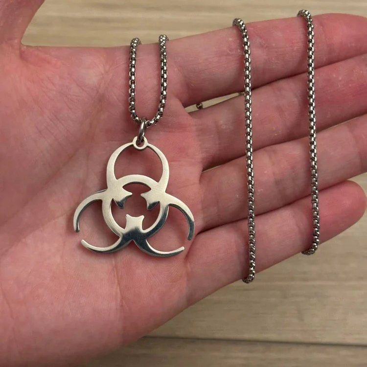 0359 - Steel Biohazard Necklace - Image 3