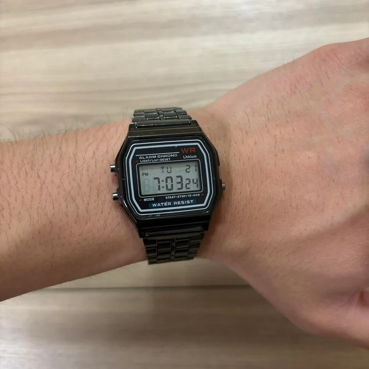 0154 - Retro Square Black Digital Watch - Image 3