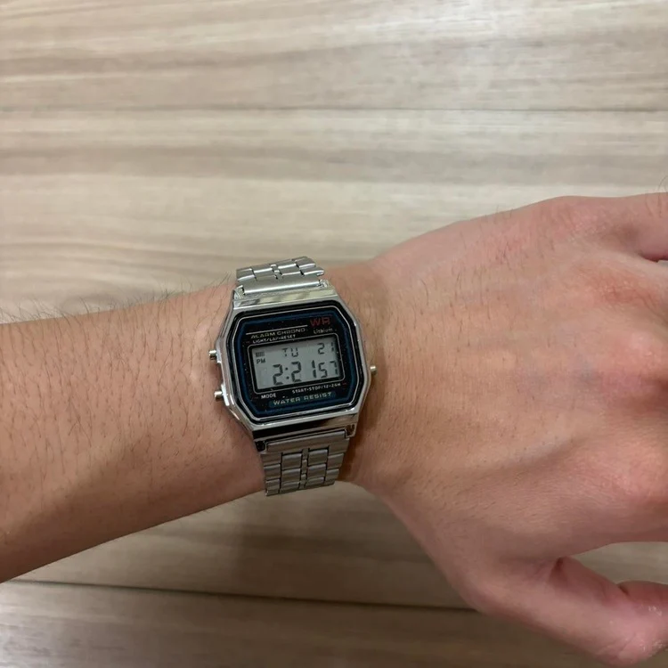 0151 - Retro Square Steel Digital Watch - Image 3