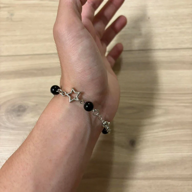 0225 - Y2K Black Pearl Star Bracelet - Image 3