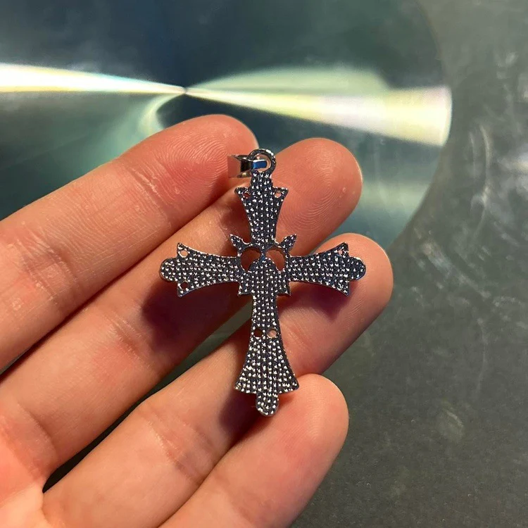 0160 - Y2K Multicolor Rhinestone Cross Necklace - Image 2